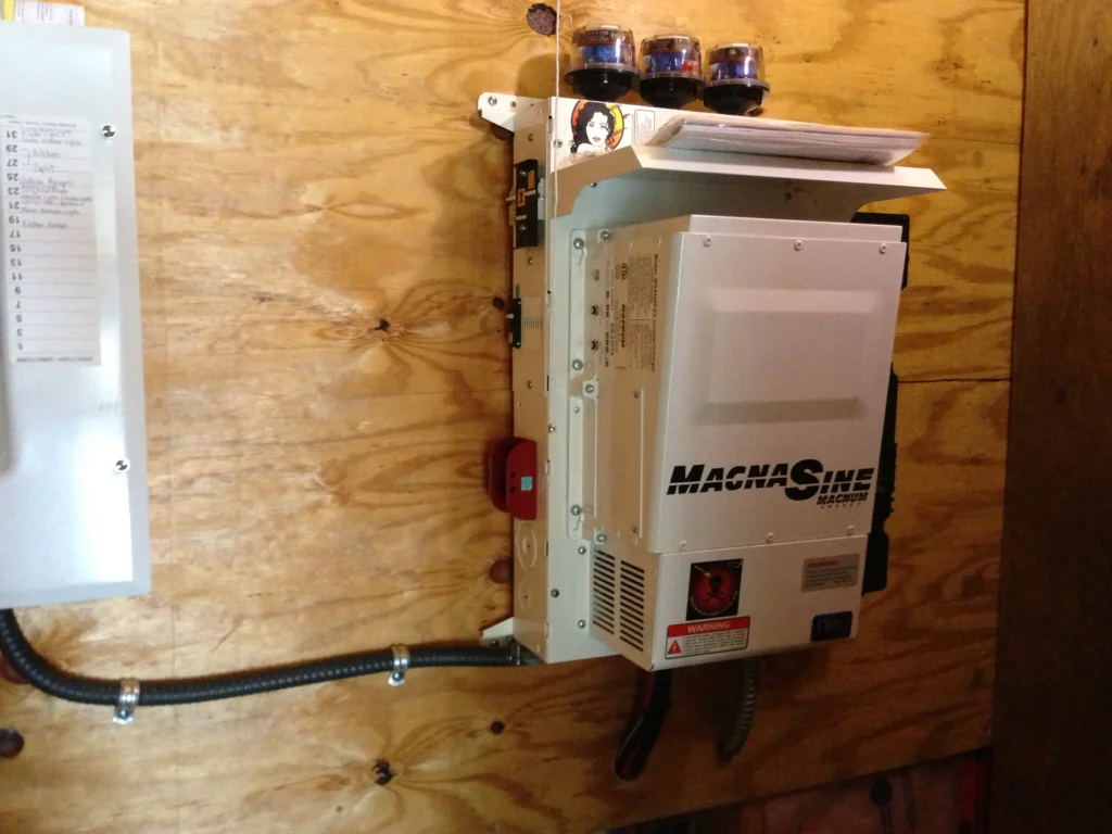 Magnum Energy product display at a Canadian solar distributor facility